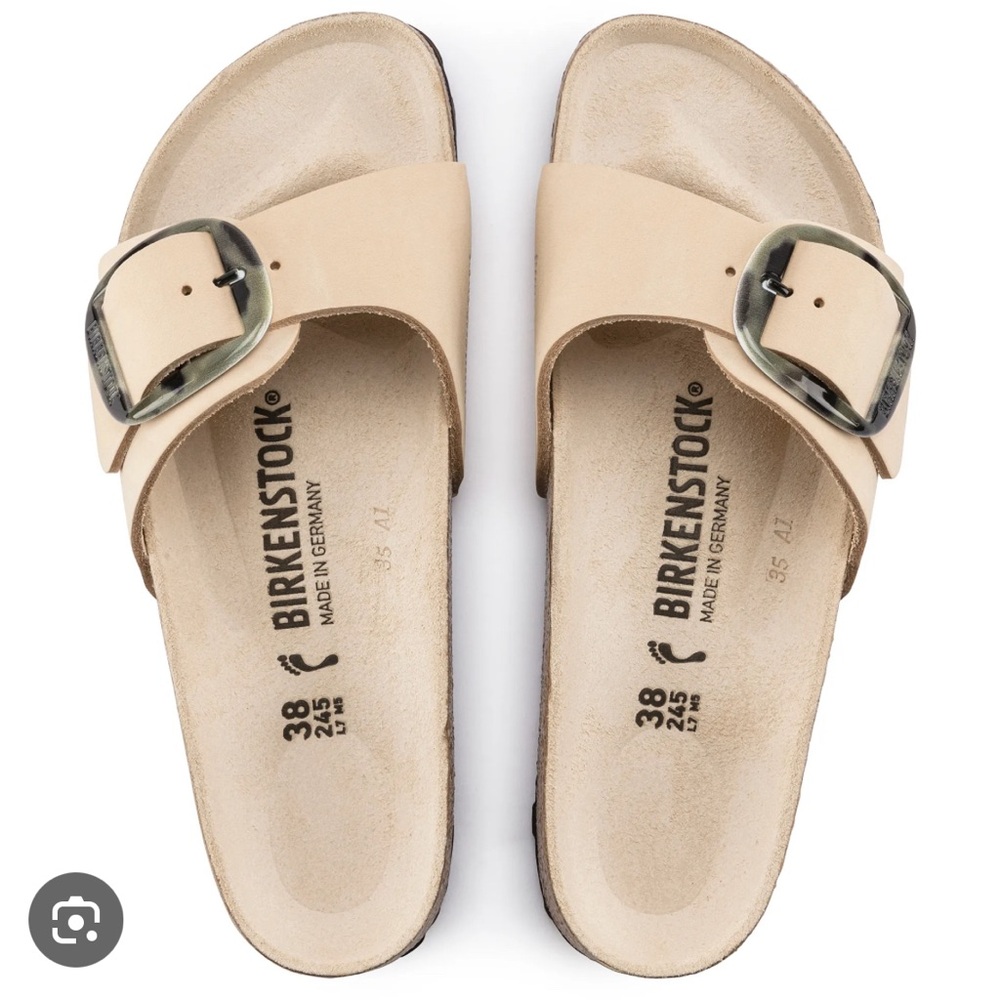 Madrid Big Buckle Nubuck Leather Almond